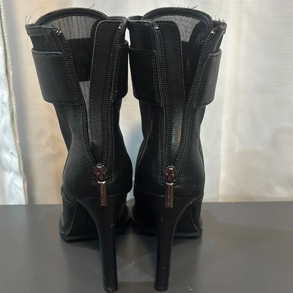 Karl Lagerfeld Black Peep-Toe Ankle Boots 8.5 - Picture 5 of 10